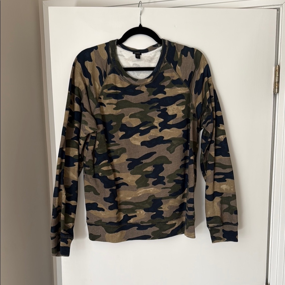 J. Crew Camouflage Sweatshirt - Green, Brown, Black